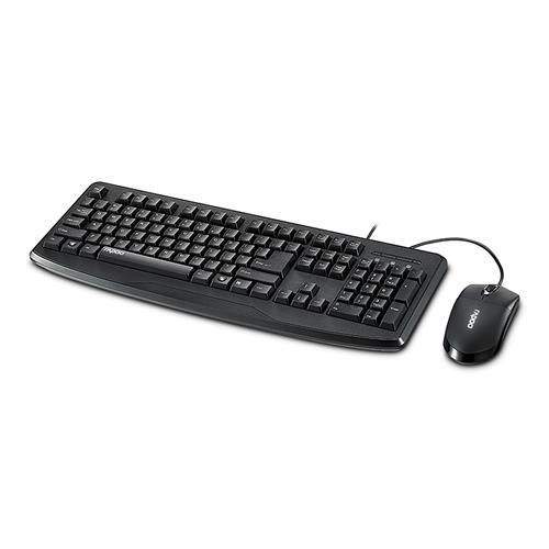 

Rapoo NX1720 Waterproof Wired Ultra-thin Exquisite USB Mouse and USB Keyboard Set - Black