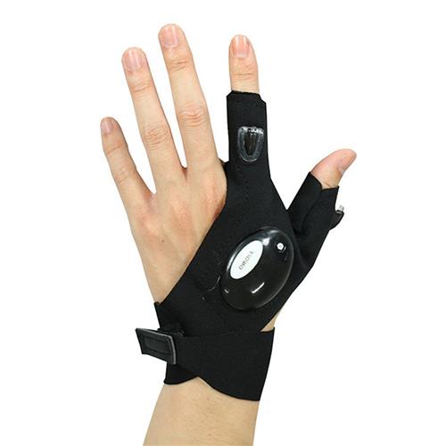 

LED Half-finger Glove Outdoor Lighting Portable Convenient for Night Running Riding Hunting Camping - Black Left Hand