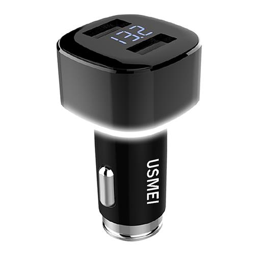 

USMEI C6 Car Charger With Breathing Light Car Battery Power Indicator Dual USB Ports - Black