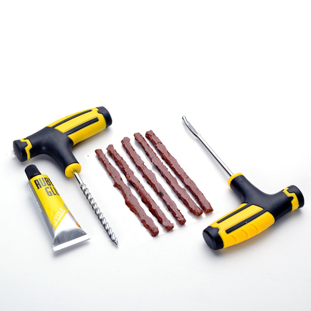 

5PCS Car Tubeless Tire Repair Tools Kit Bike Tyre Drill Accessories Set - Yellow + Black