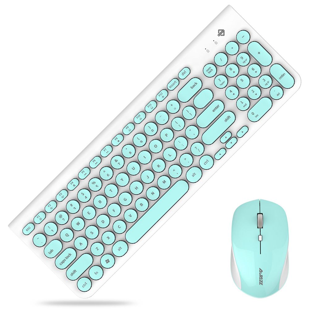 

Ajazz 325I 2.4G Wireless Keyboard Wireless Mouse Kit Membrane Round Keycap Keyboard - Blue