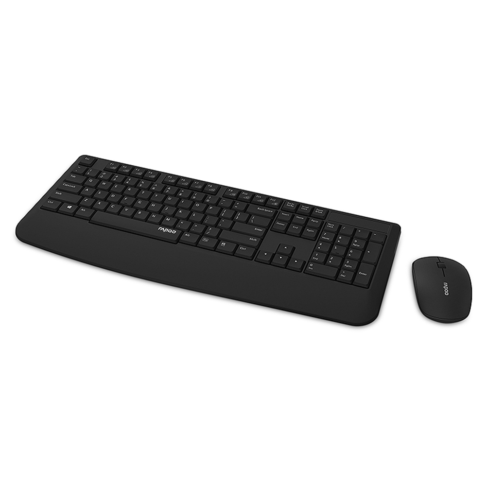 

Rapoo 1800P5 2.4G Wireless Optical Keyboard Wireless Mouse Kit Anti-splash 1000DPI With Wrist Rest - Black
