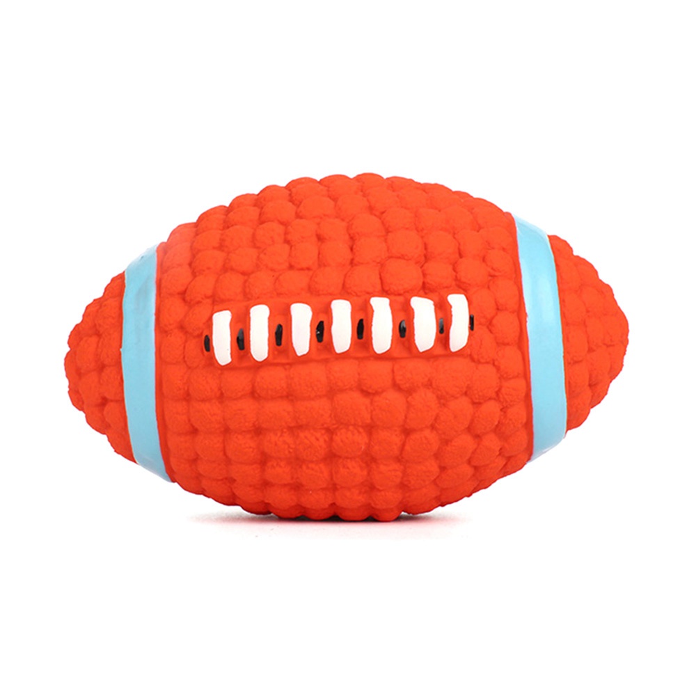 

Pet Dog Treat Ball Toy Chew Rugby Latex Tooth Cleaning Dental Treat Non-Toxic Bite Resistant
