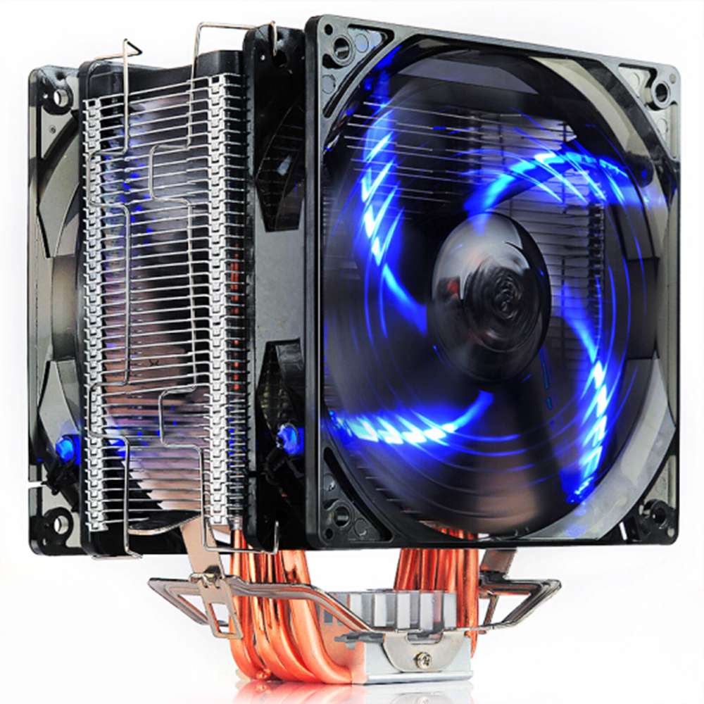 

Pccooler Donghai X6 CPU Cooler Fan 4 Pins Blue Lights With 5 Heat Pipes Dual Fans - Black