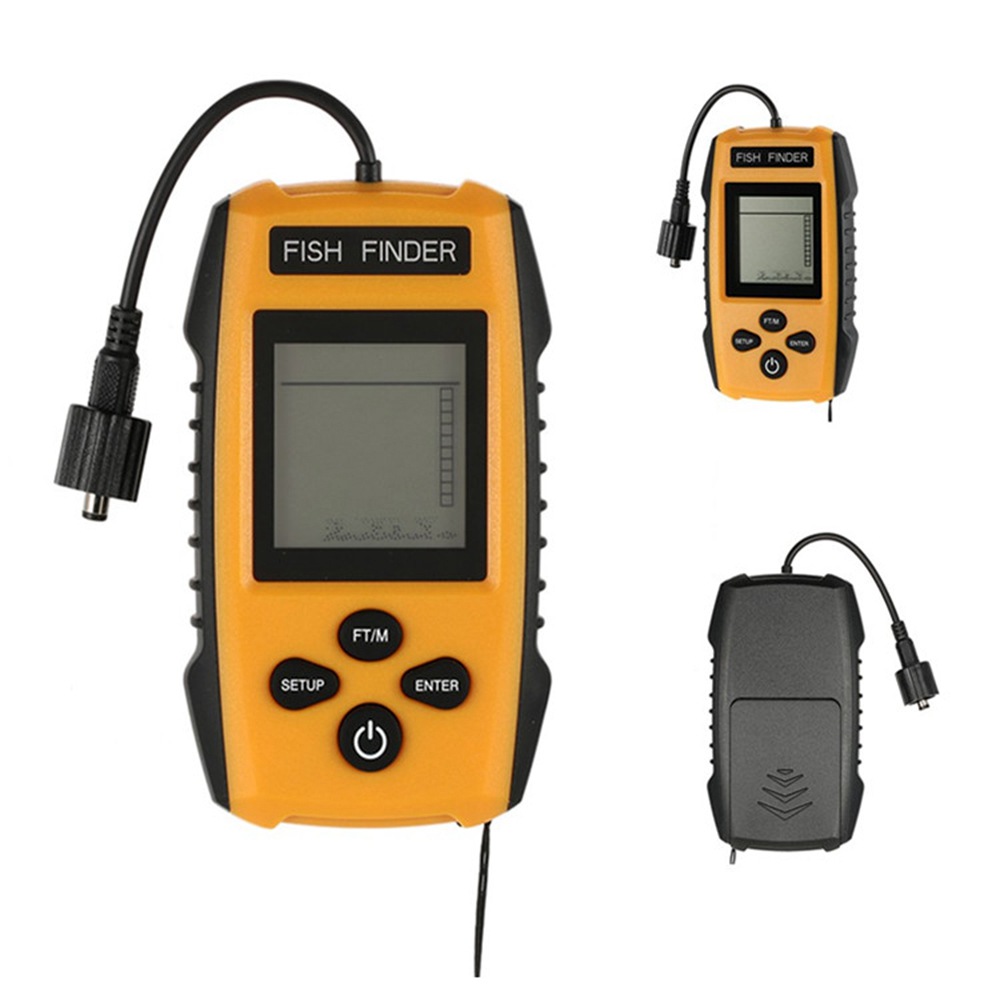 

TL88E Portable Fish Finder Fishfinder Alarm 100M Sonar LCD Fishing Lure Wired Sensor Probe Transducer - Yellow