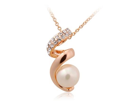 

Rigant 18K RGP Alloy Pearl Pendant Necklace - Gold