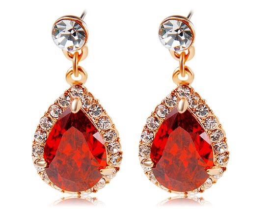 

Neoglory Alloy Earrings With Raindrop Design Crystal Decorated - Red