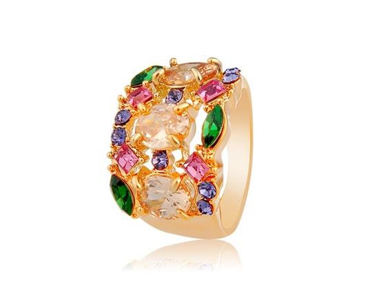 

Neoglory Ring With Colorful Crystal Decoration Size 9 - Gold