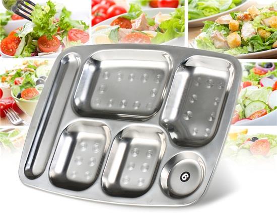 

6-Compartment Stainless Steel Tray Dinner Plate