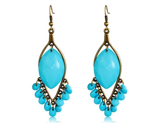 

Bohemian Style Waterdrop Earrings M. - Blue