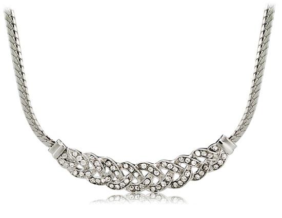 

Stunning Rhinestone/Twist Decorated Pendant Necklace - Silver