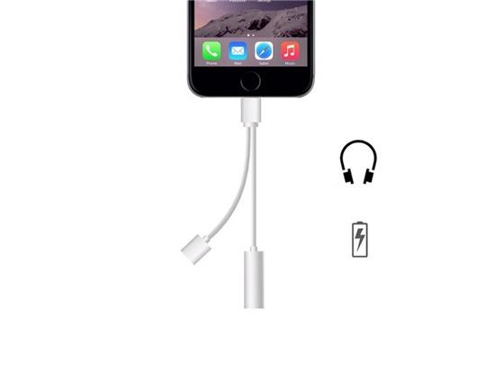 

Universal 2 in 1 3.5mm Earphone Headphone Jack Adapter Connector Cable With Charging For Iphone 5/6/7 - Sliver
