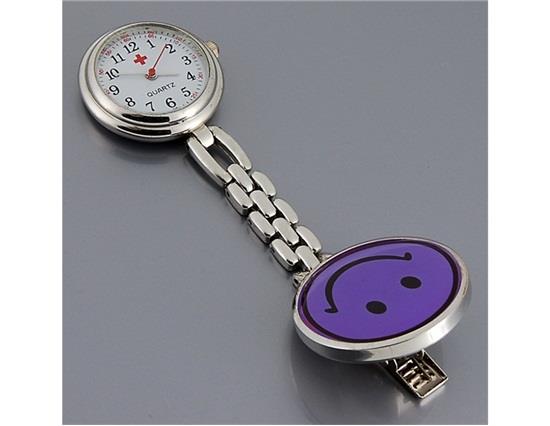 

Cute Smiley Face Style Nurse Quartz Watch with Clip - Purple