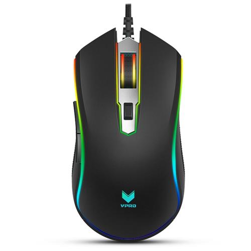 

Rapoo V25S Wired Gaming Mouse LED Multi-color Backlight Accurate Navigation With Sided Buttons - Black