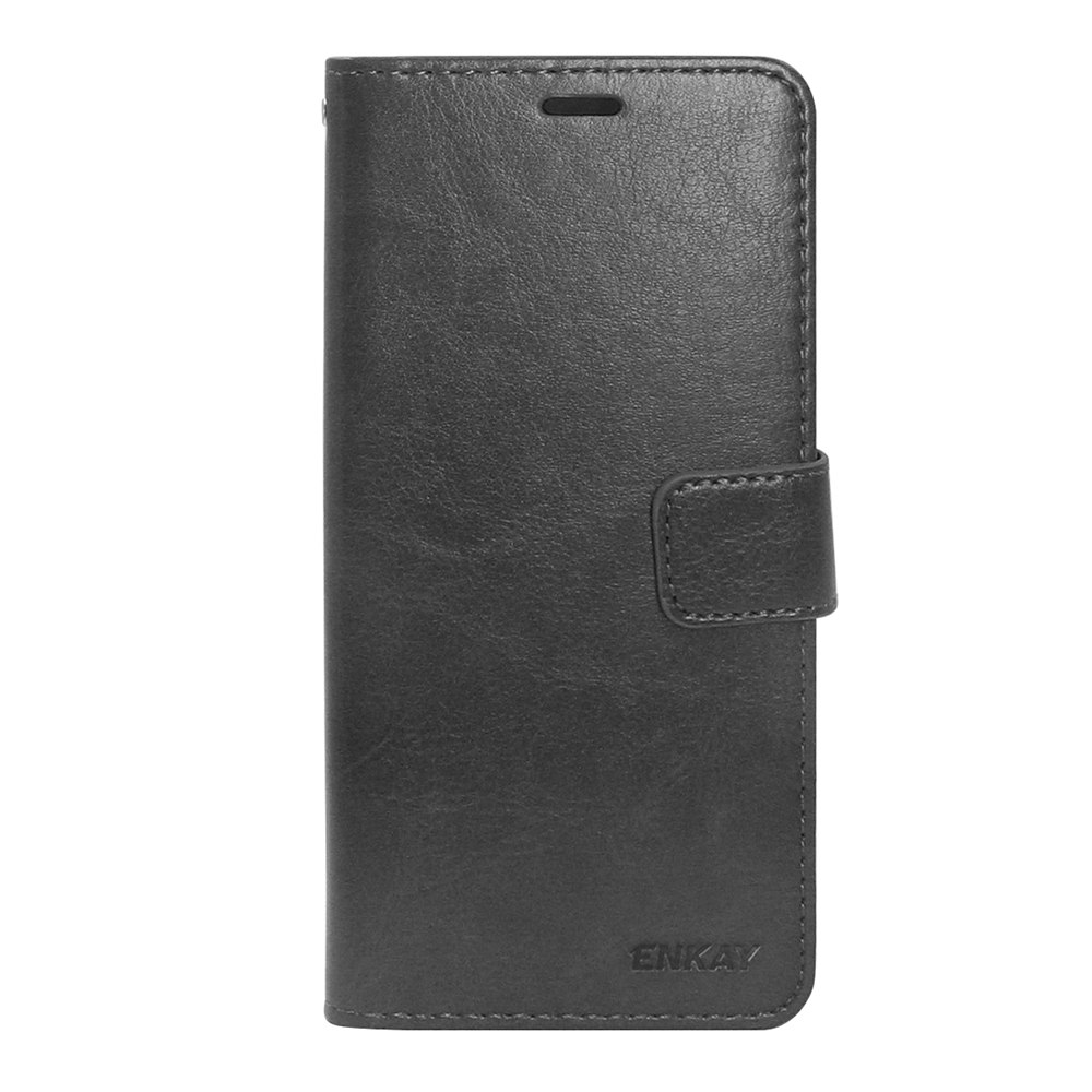 

ENKAY PU Crazy Horse Leather Case For Xiaomi Redmi 5 Plus With Card Slot Stand Function - Black