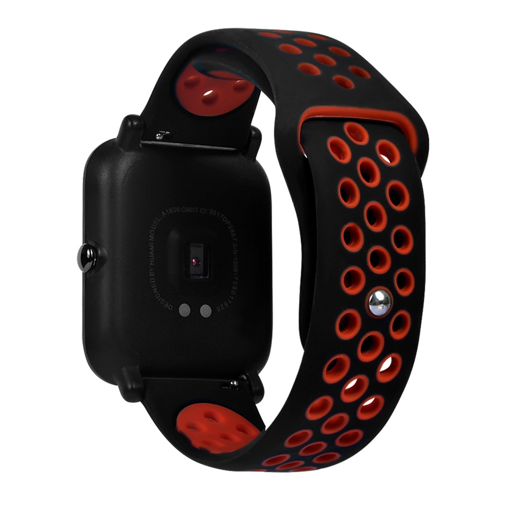 

Replacement Strap Silicon Watch Bracelet Band For Xiaomi HUAMI AMAZFIT Bip - Black+Red