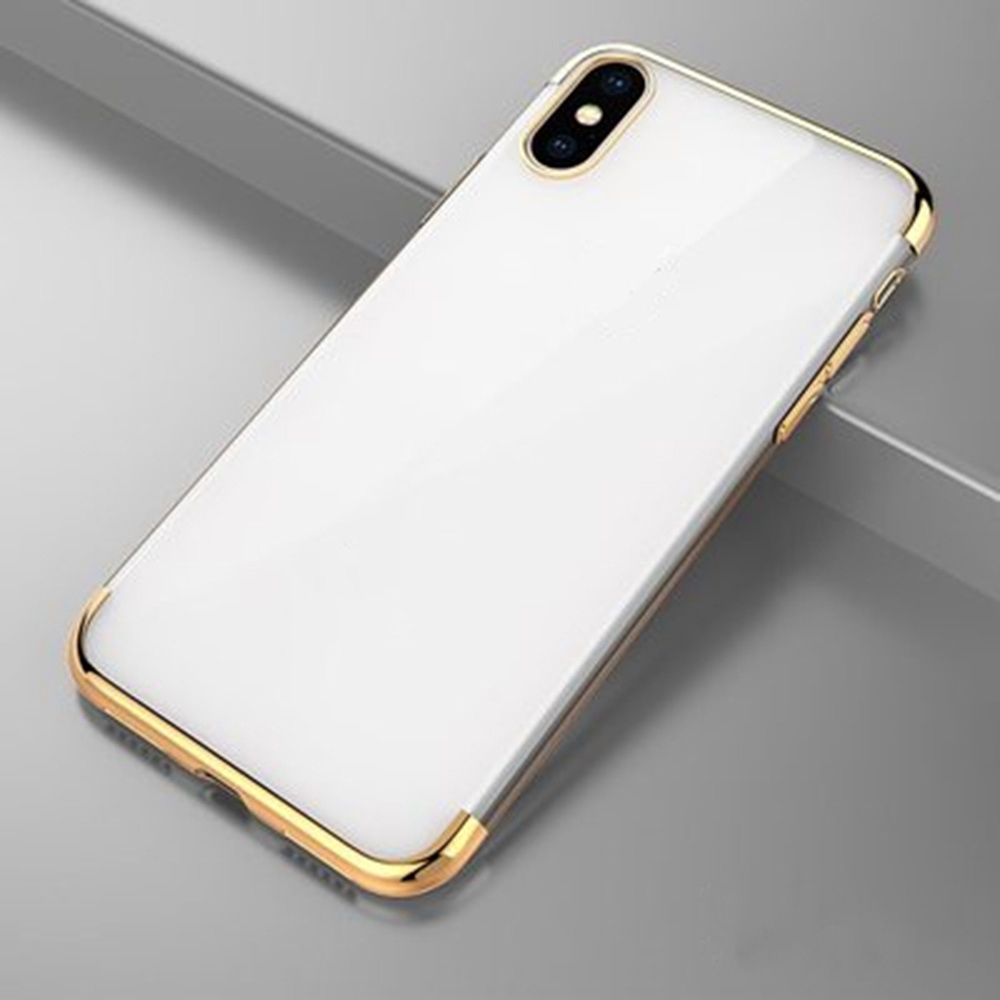 

iPhone X Plating Transparent Phone Case Protective Cover - Gold