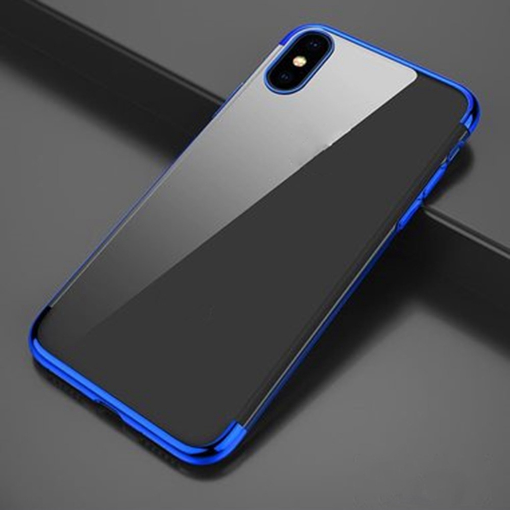 

iPhone X Plating Transparent Phone Case Protective Cover - Blue