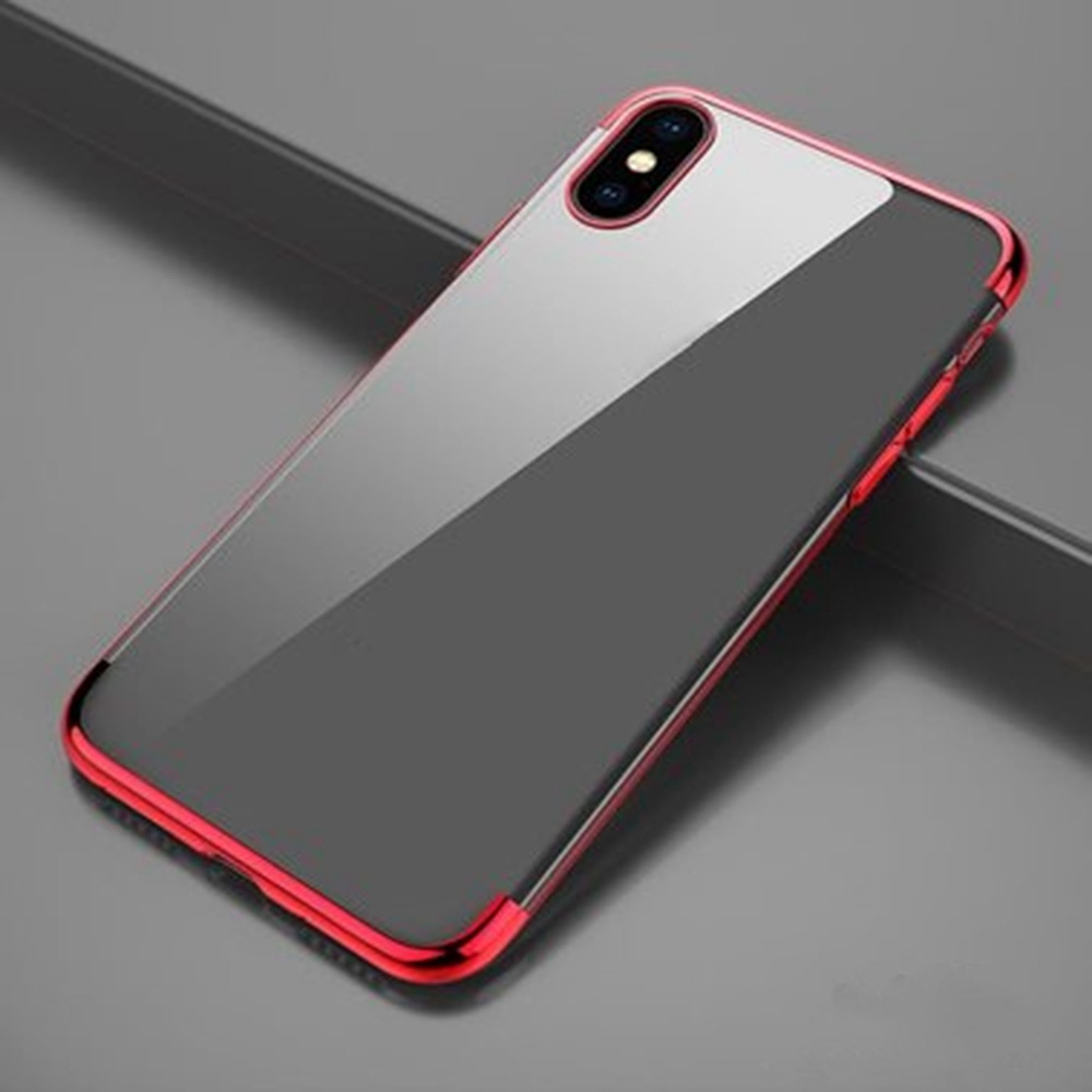 

iPhone X Plating Transparent Phone Case Protective Cover - Flame Red