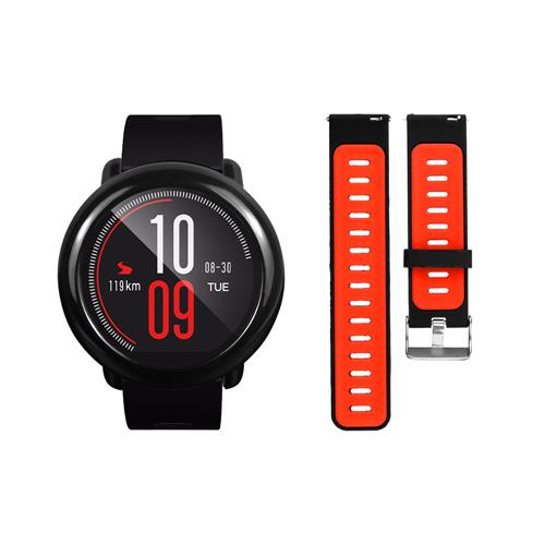 

Replacement Strap Silicon Watch Bracelet Band With Hard Case For Xiaomi Huami Amazfit Pace - Black+Red