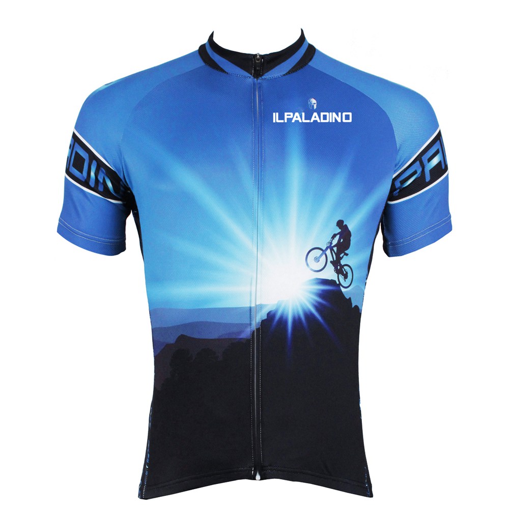 

Ilpaladino Men's Short Sleeve Cycling Jersey Quick Dry Ultraviolet Resistant Breathable Polyester Size XXL - Blue