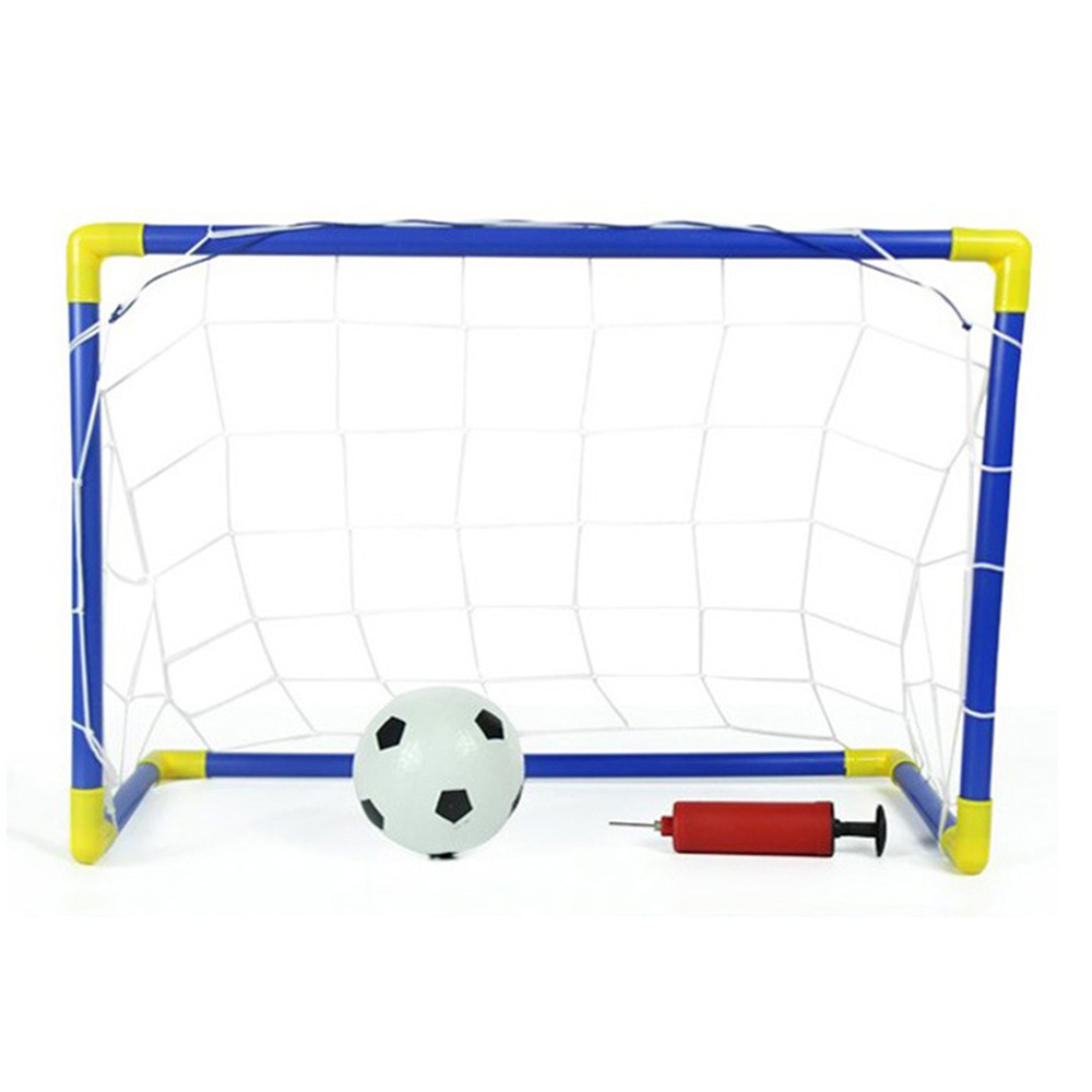 

Mini Football Goal Post Net Set Soccer with Pump - Blue and Yellow