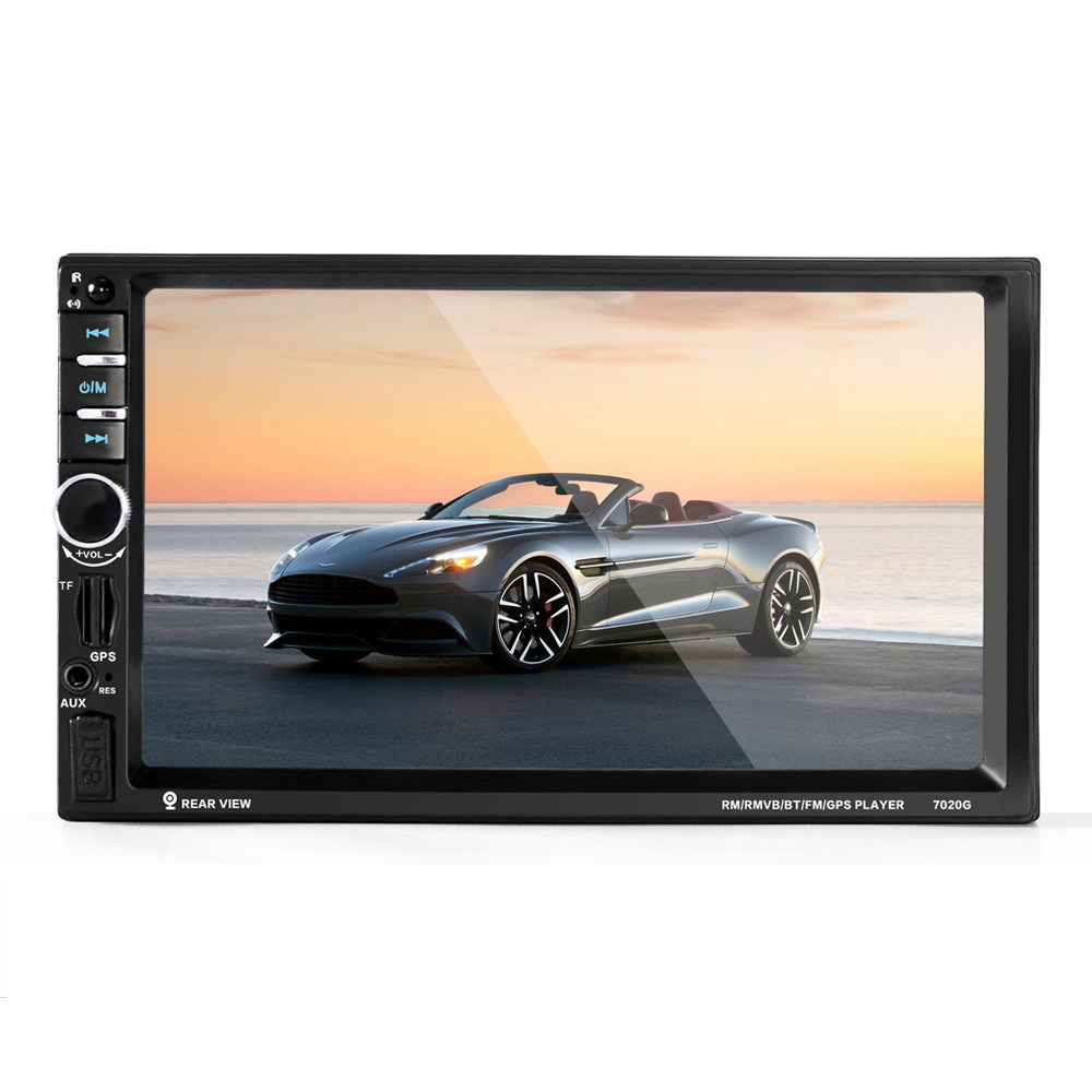 

7020G 7 Inch Digital TFT Touch Screen Car MP5 Player Audio Stereo 1080P GPS System Auto Video Remote Control FM Function - Black