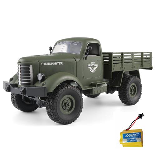

JJRC Q61 Transporter RC Car 2.4G 1:16 4WD Brushed Off-road Military Truck RTR Army Green + Extra Battery