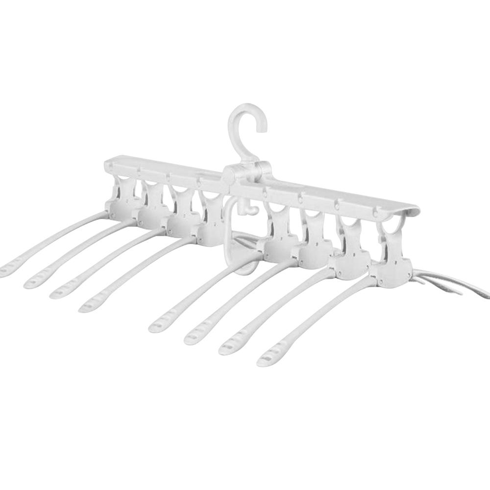 

Reversible Folding Clothes Hanger with 8 in 1 Quick-Fold Hangers & Non-Slip 360 Degree Swivel Hook - White