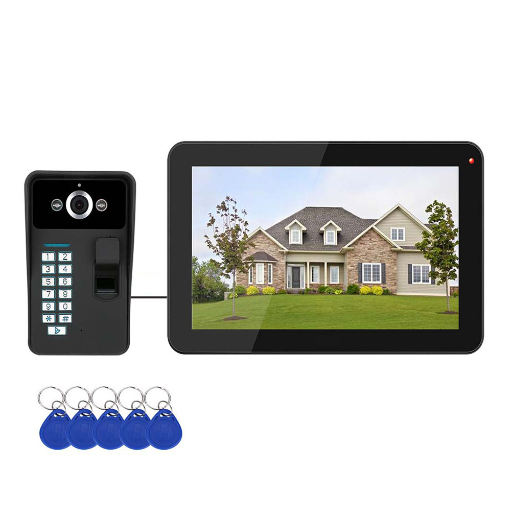 

SY908MJF11 9 Inch Wifi Fingerprint Password RFID Video Doorbell Intercom Kit Night Vision Camera - Black US Plug