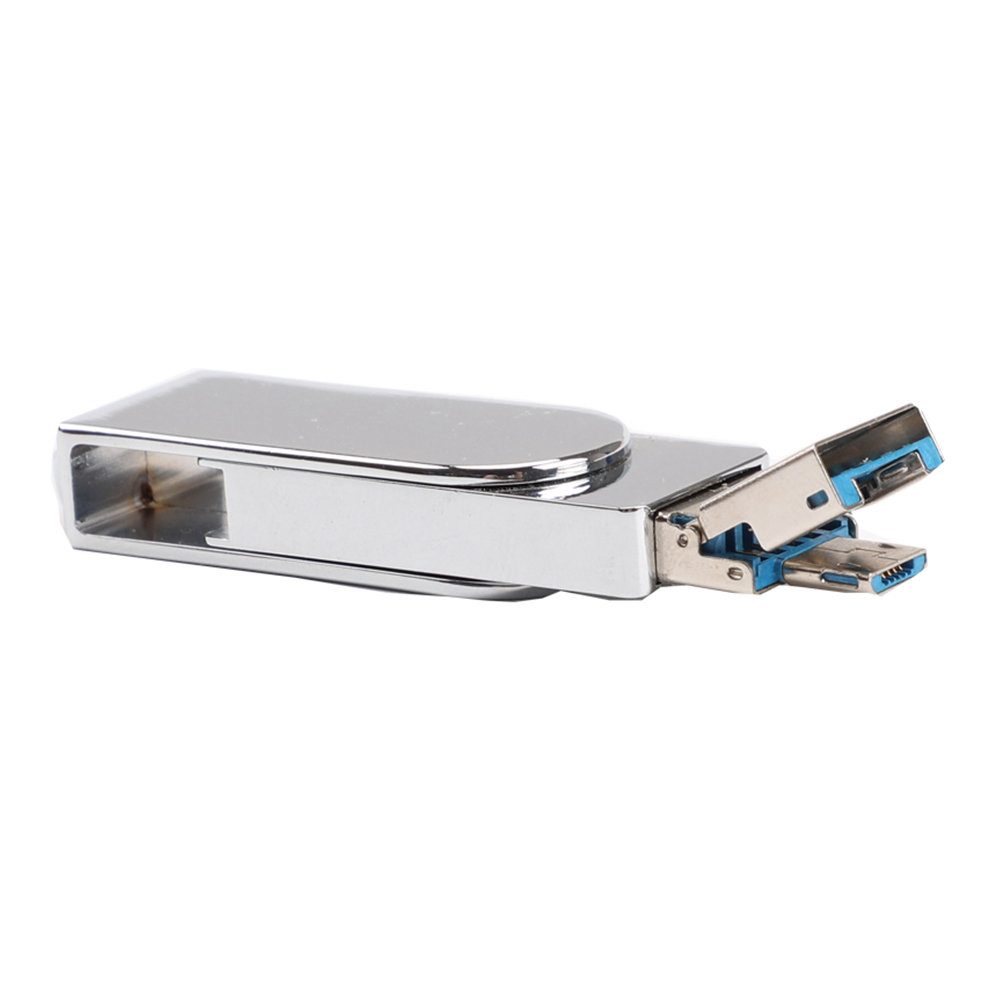 

CW10354 USB Flash Drive 64GB Universal Rotating Zinc Alloy 2 In 1 Micro USB/USB3.0 Interface - Silver