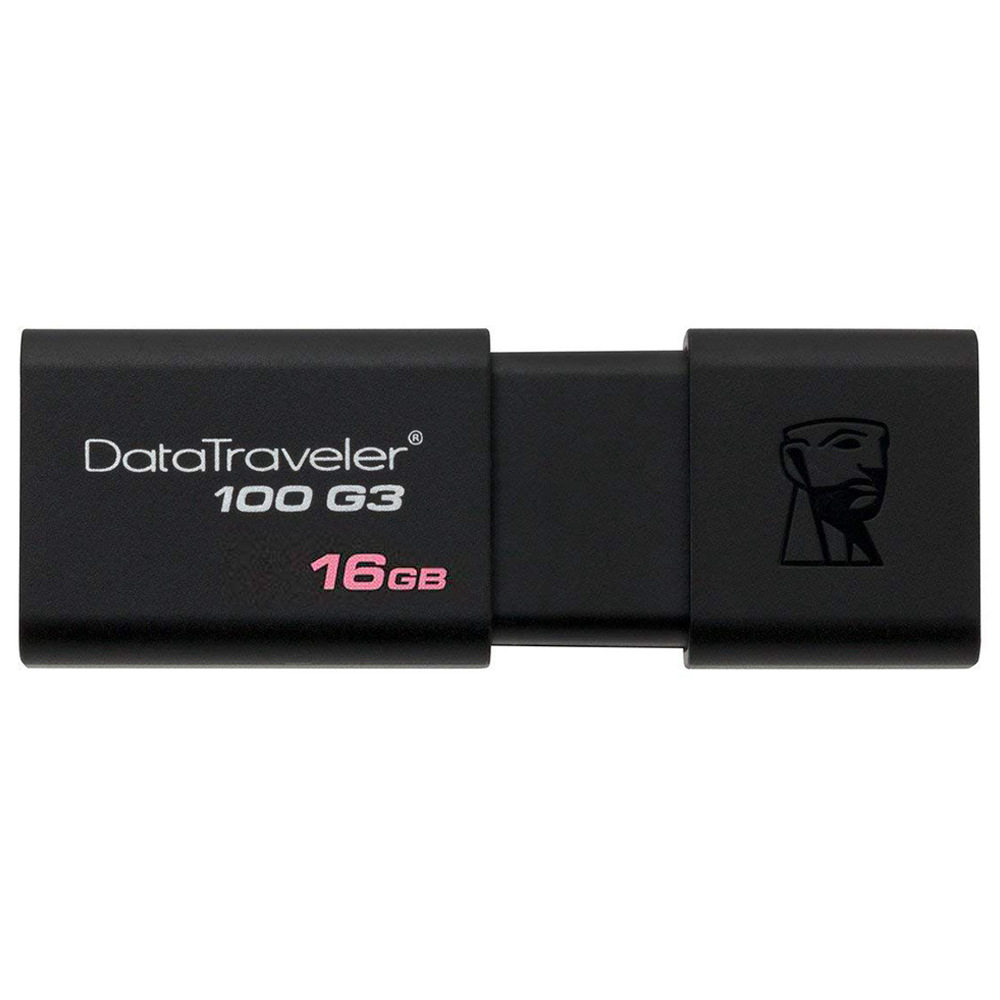 

Kingston DT100G3 Digital 16GB DataTraveler Flash Drive USB 3.0 100MB/s Read Speed Sliding Cap Design - Black
