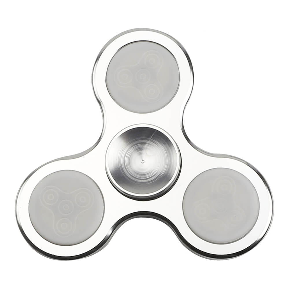 

Fidget Hand Spinner 3 Modes Adjustable LED Lights Aluminum Alloy Stress Reliever Focus Gift Toys - Silver