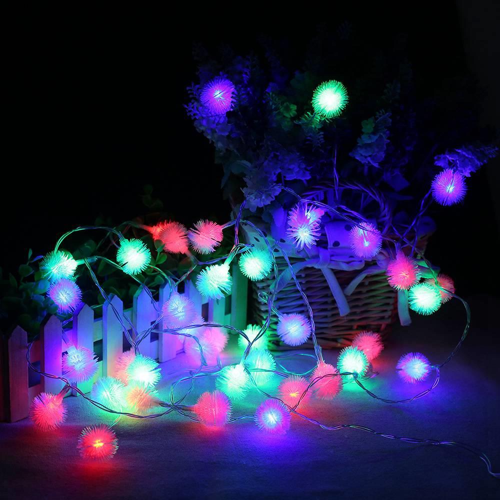 

20PCS Fluffy Ball LED Battery LED String Lights Holiday Christmas Party Garden Decoration Lights (2.2 Meters) - Multi-color