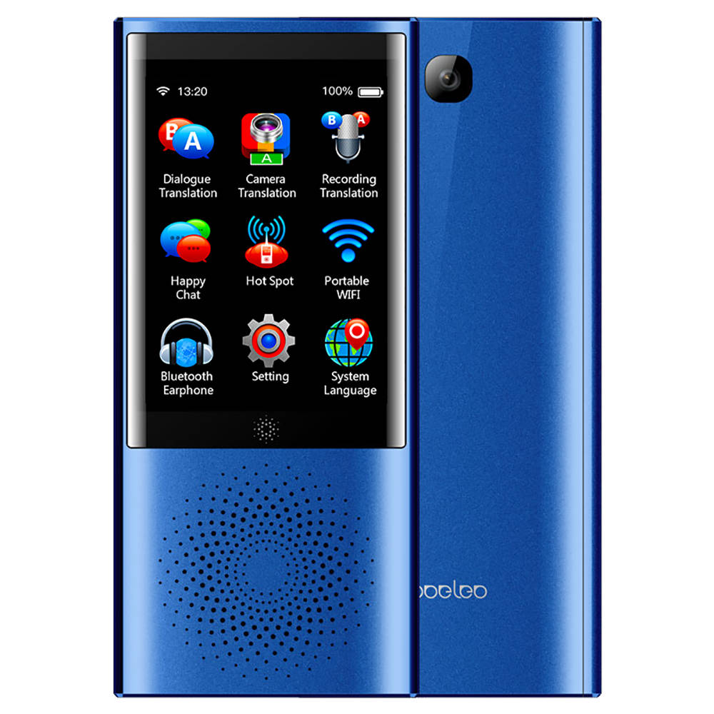 

Boeleo W1 AI Translator 45 Languages Touch Control 2.4G + 5G WiFi BT4.0 4G SIM 1300 Pixel - Blue