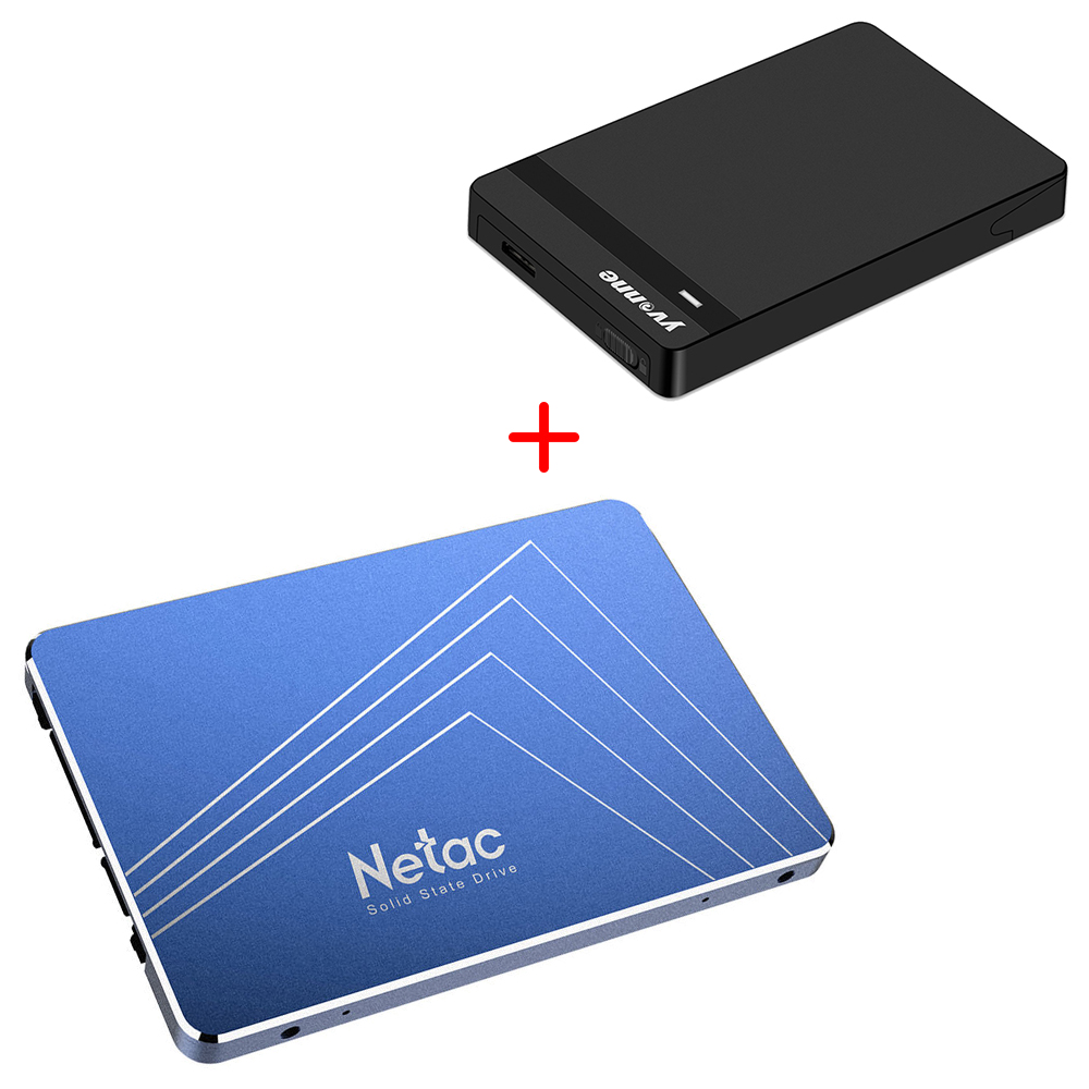 

Package A] Netac N600S 720GB SATA3 High Speed SSD (Blue) + Yvnne HD213 SATA To USB 3.0 External Hard Drive Enclosure Case (Black