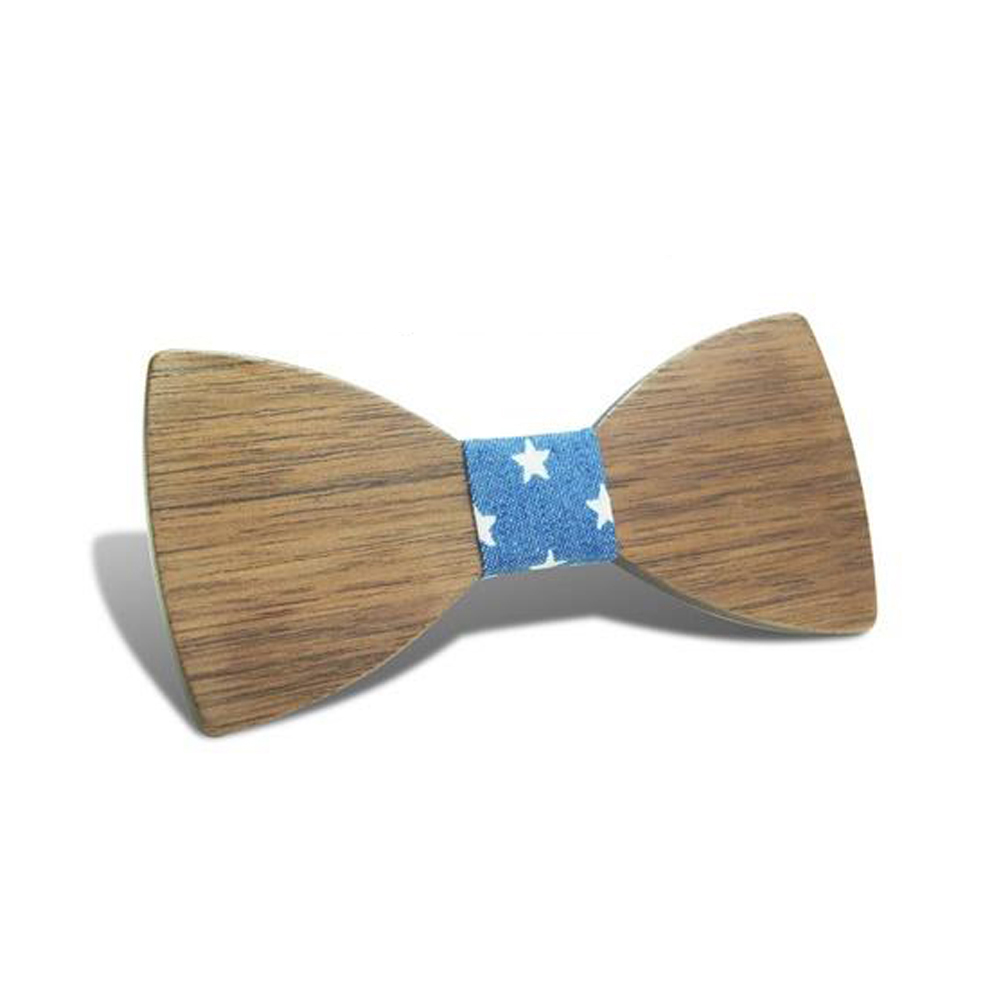 

New Design Customize Boys Wooden Bow Ties Baby Kids Bow Ties Butterfly Child Student Wood Tie-Black walnut stars