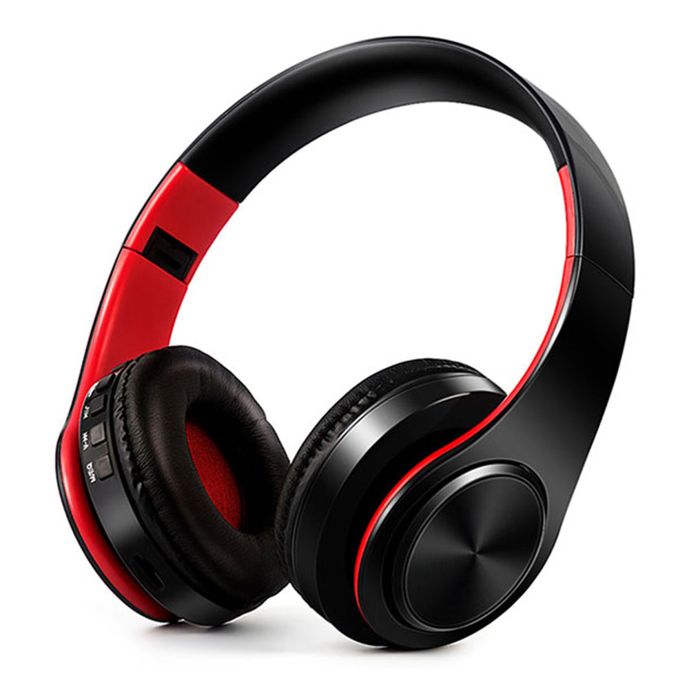 

M3 Foldable Wireless Bluetooth Headphones Stereo Sound Support TF Card FM - Red + Black