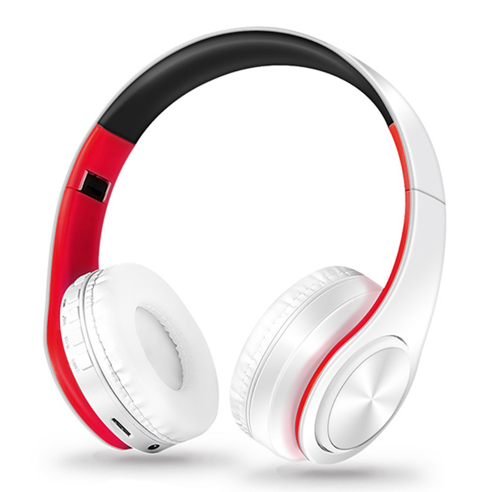 

M3 Foldable Wireless Bluetooth Headphones Stereo Sound Support TF Card FM - Red + White