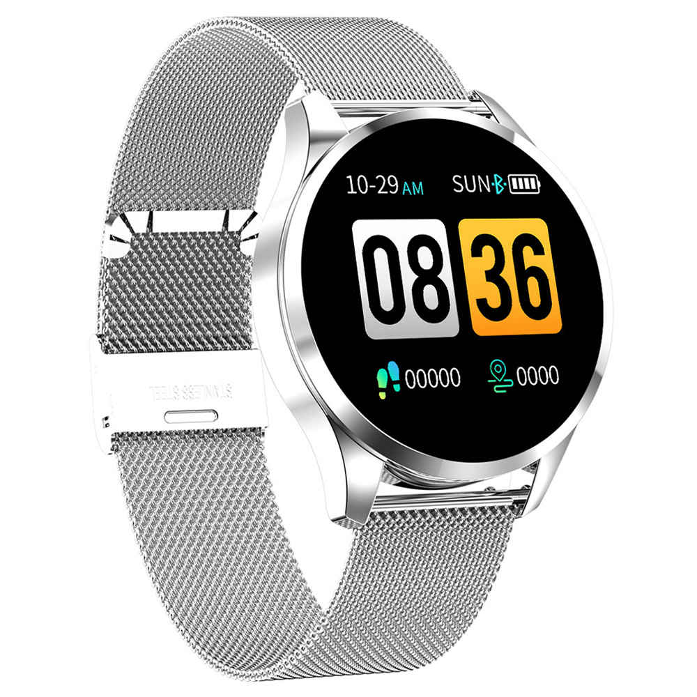 

Makibes T5 Smart Watch 1.22 Inch TFT Screen IP67 Heart Rate Blood Pressure Sleep Monitor 230mAh Battery Steel Strap - Silver