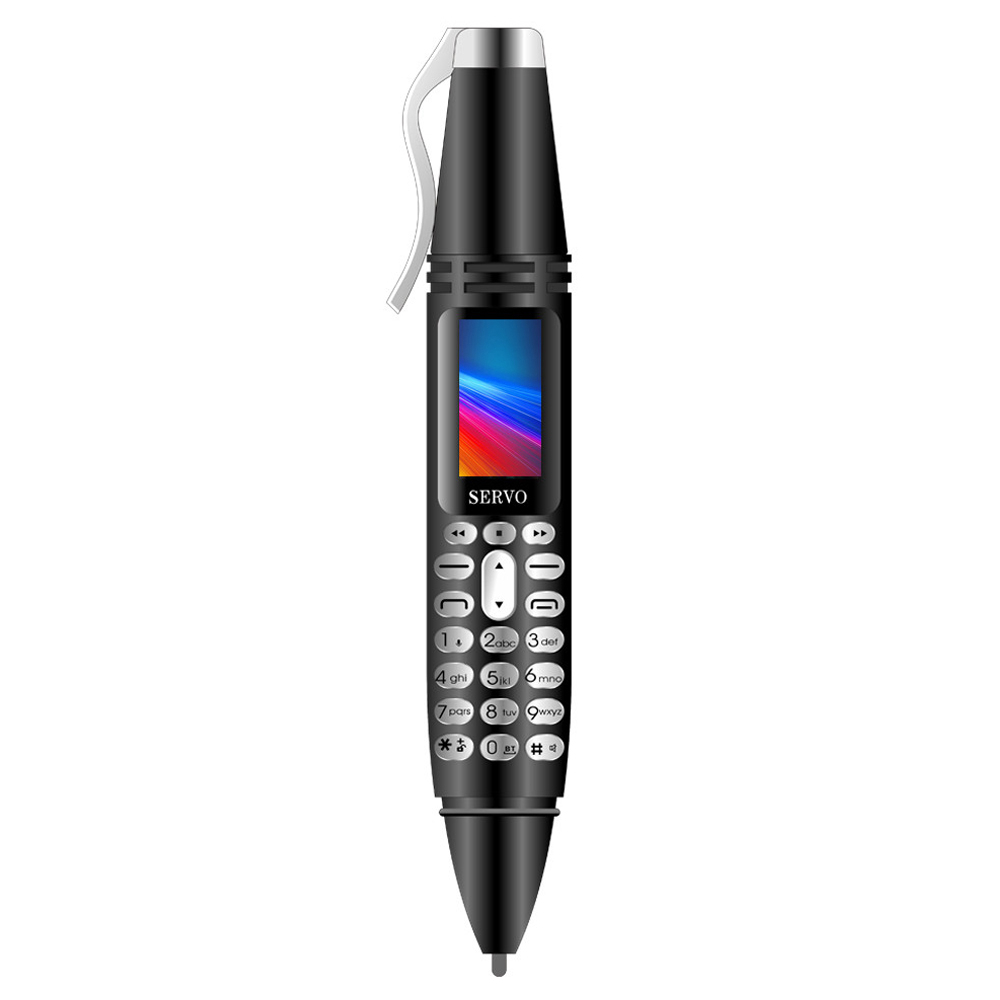 

SERVO K07 0.96 Inch Mini Card Phone Bluetooth Dialer Recording Pen Handwriting Pen Flashlight Camera Dual SIM 300mAh - Black