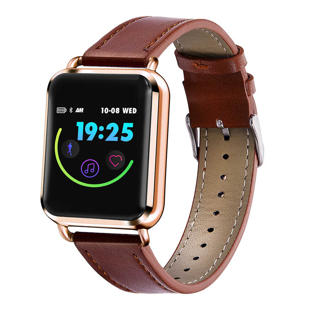 

Makibes C5 Smartwatch 1.3-inch Color Touchscreen Blood Pressure Heart Rate Monitor IP67 Water Resistant Leather Strap - Gold