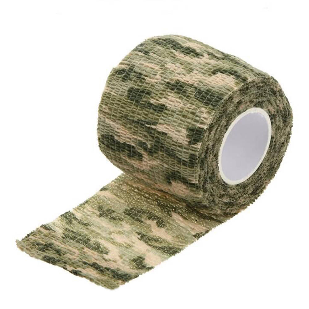 

Reusable Wrap Elastic Stealth Tape for Outdoor Military Camouflage Hunting Camping Cycling - Green Camouflage