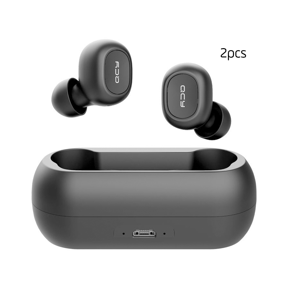 

2 Packs] QCY T1C TWS Dual Bluetooth 5.0 Earphones with Mic Charging Box Noise Reduction - Black