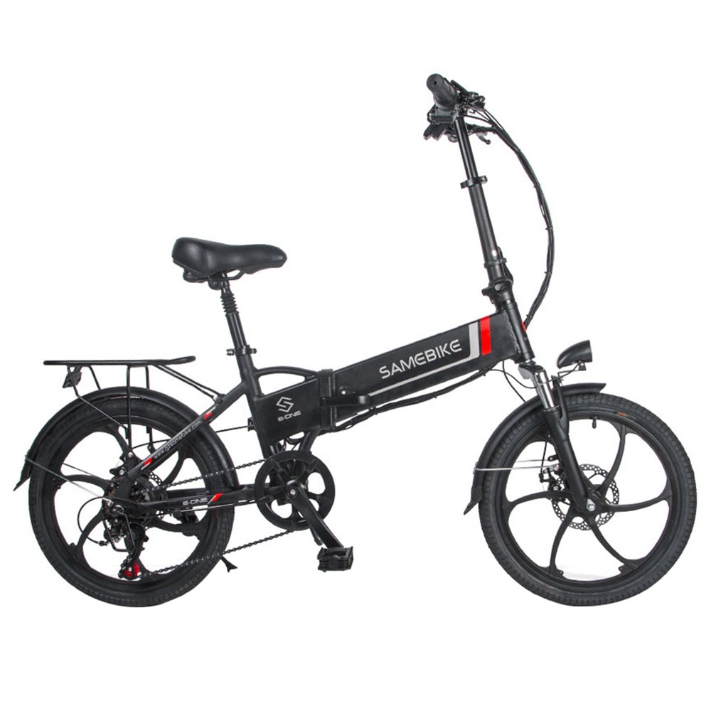 

SAMEBIKE 20LVXD30 20 Inch Portable Folding Electric Bike 10Ah Battery Shimano 7 speed Smart Moped Bicycle 350W Motor Max 35km/h Aluminum Alloy LED Front Light Adjustable Heights - Black