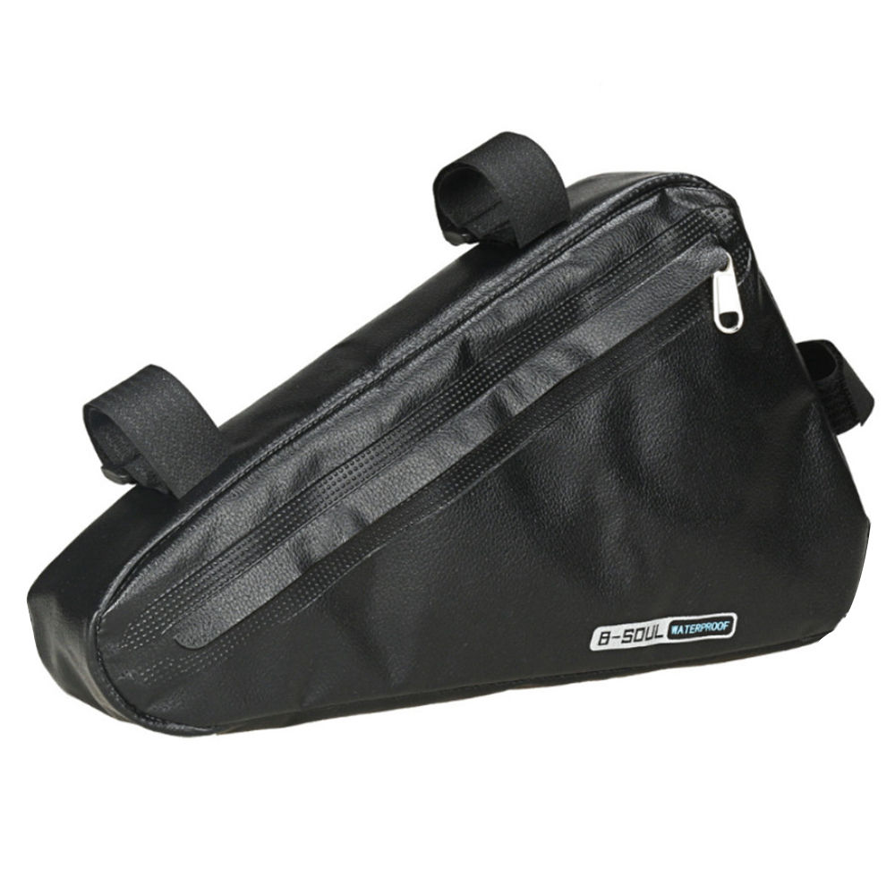 

B-SOUL Bicycle Triangle Bag 1.5L Large Capacity Fully Waterproof Upper Pipe Saddle Front Beam Bag - Black
