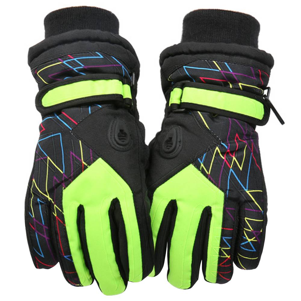 

Winter Children's Outdoor Ski Gloves Warm Waterproof Fleece Cycling Gloves - Green