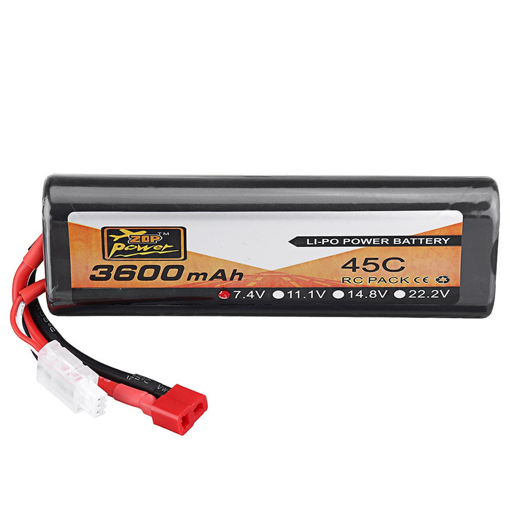 

ZOP Power 2S 7.4V 3600mAh 45C T Plug Oval Lipo Battery For RC Car Model FPV Racing Drone RC Airplane Helicopter