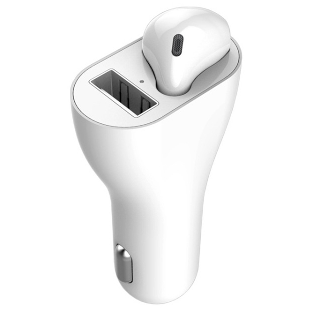 

2 in 1 Single Bluetooth earphone and Car Charger Handsfree Call 3.1A USB Fast Charger Port