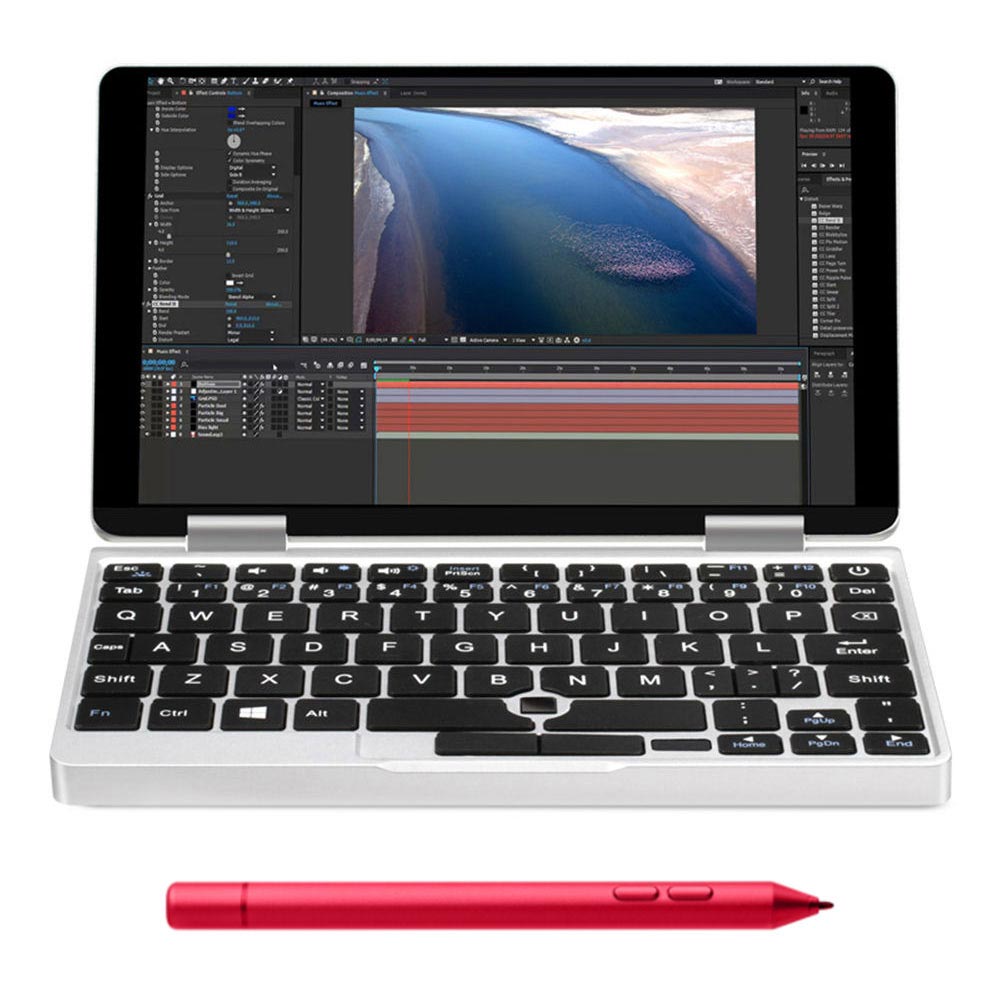 

One Netbook One Mix 2S Yoga Pocket Laptop Intel Core M3-8100Y Dual Core Touch ID (Silver) + Original Stylus Pen (Red